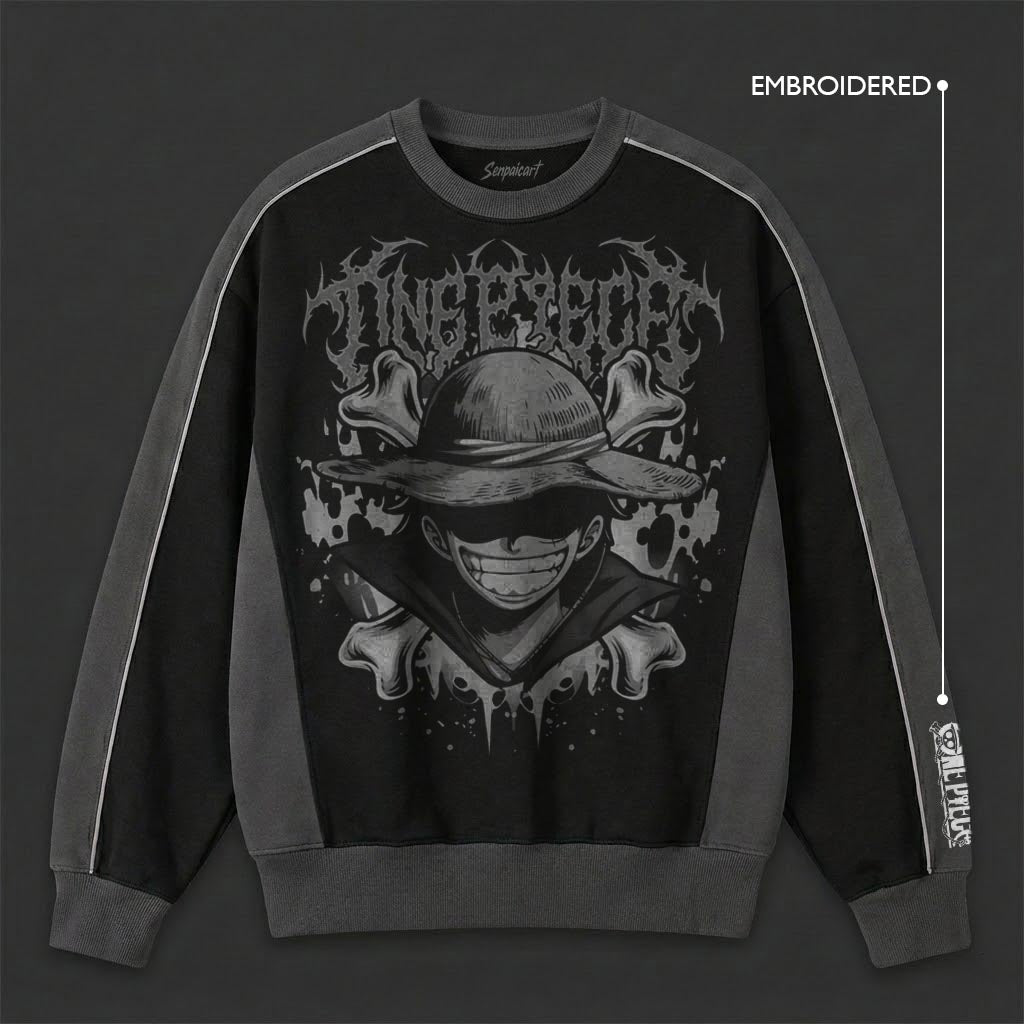 One Piece Modern Black Grey Sweatshirt