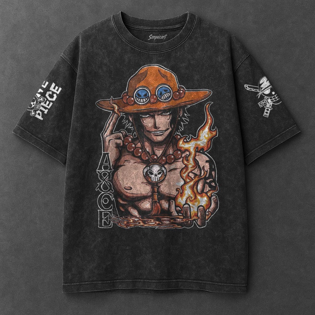 One Piece Premium Airy Black Washed T-Shirt