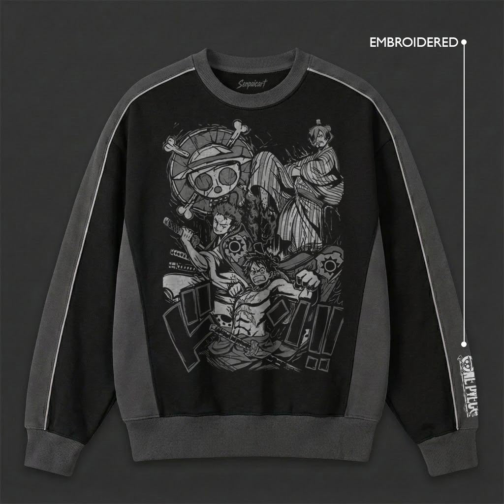 One Piece Premium Black Grey Sweatshirt