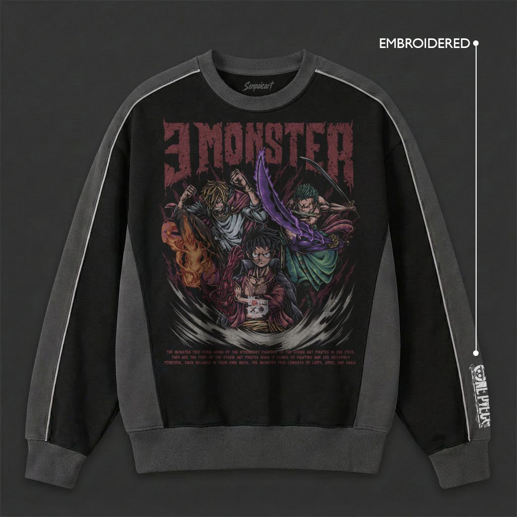 One Piece Sleek Black Grey Sweatshirt