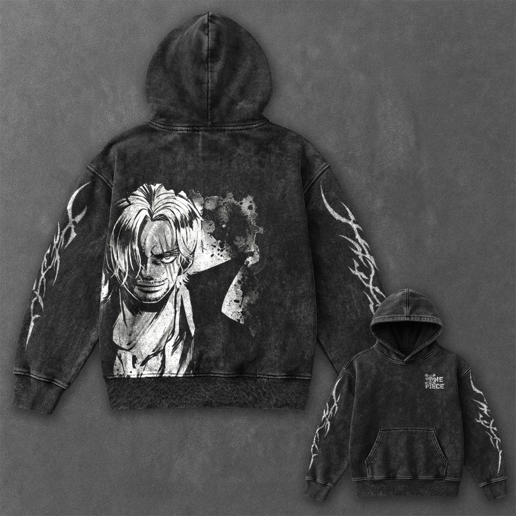 One Piece Essential Signature Black Washed Hoodie