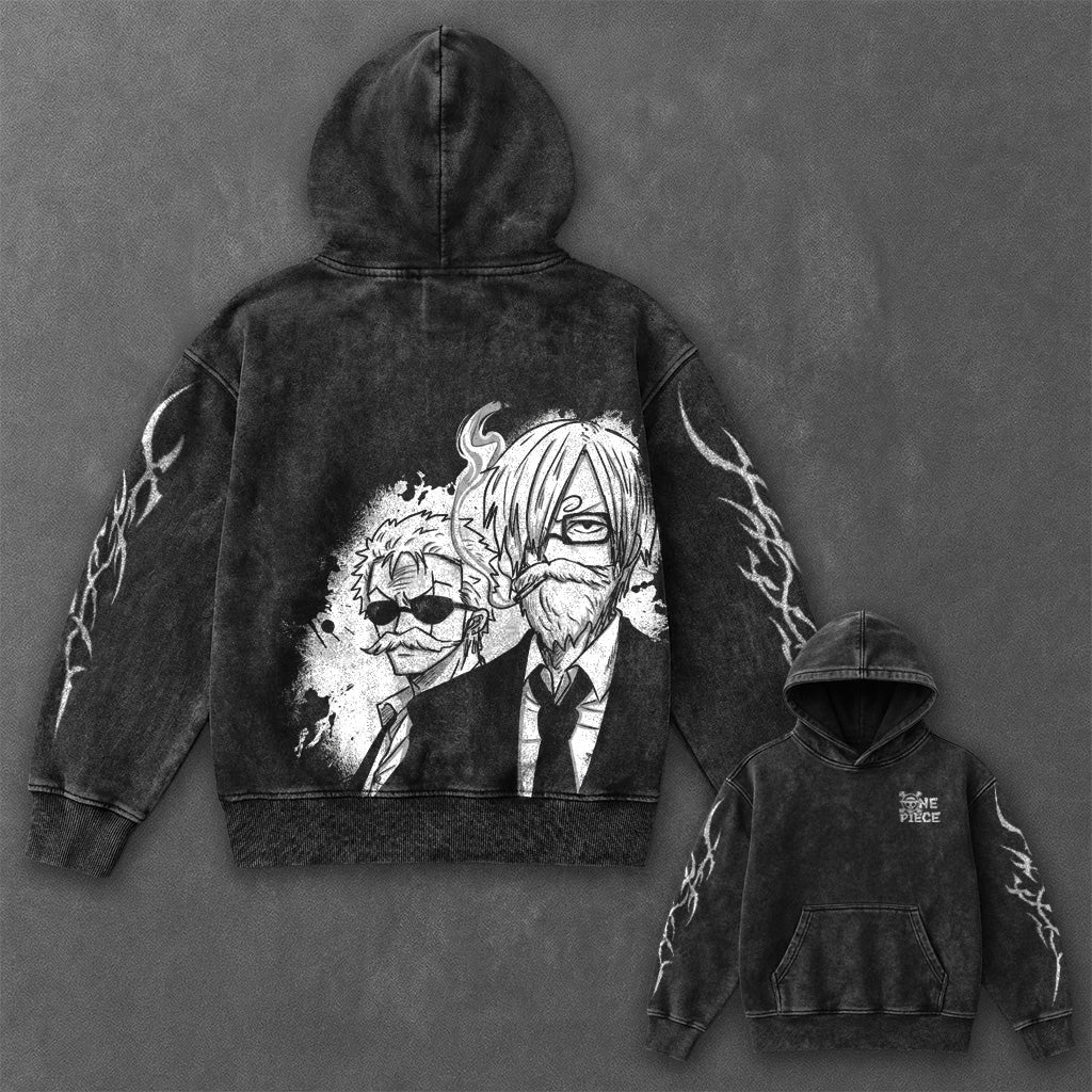 One Piece Essential Minimal Black Washed Hoodie