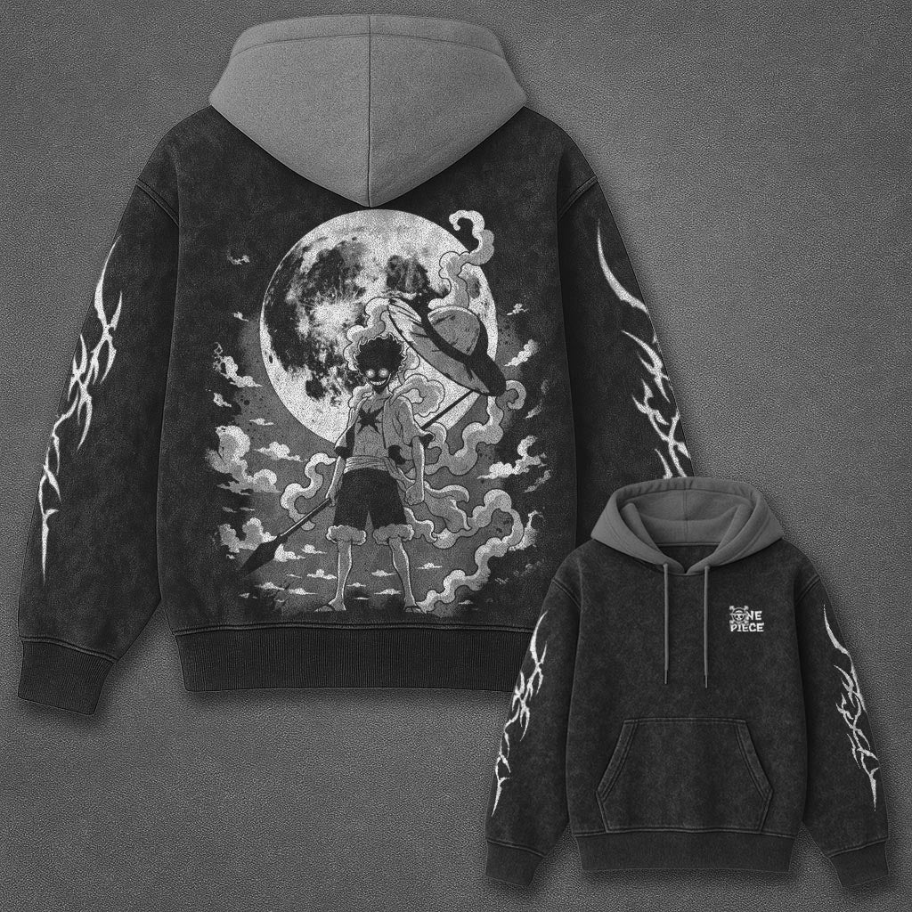 One Piece Essential Cool Black and Grey Washed Hoodie