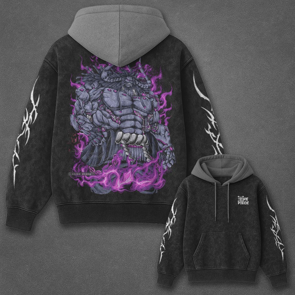 One Piece Classic Elevated Black and Gray Washed Hoodie