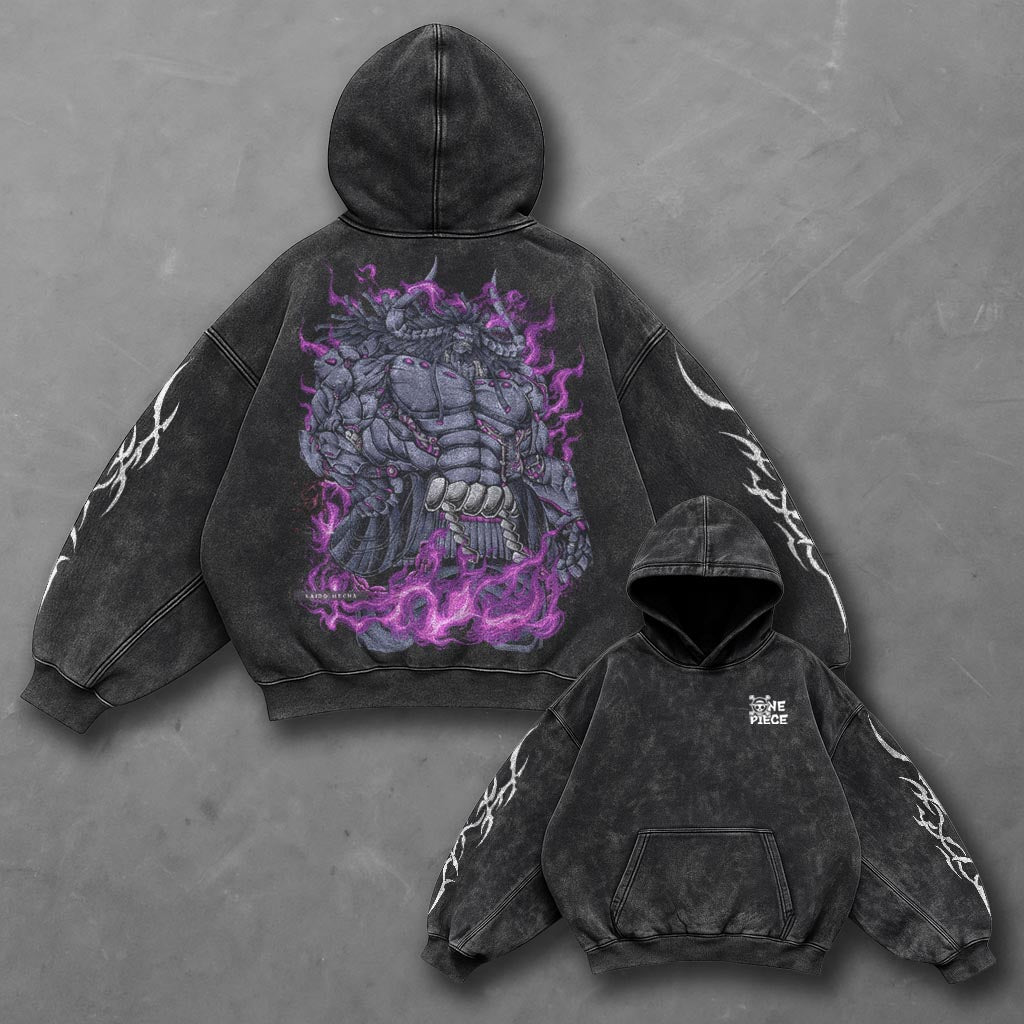 One Piece Classic Sleek Black Washed Hoodie