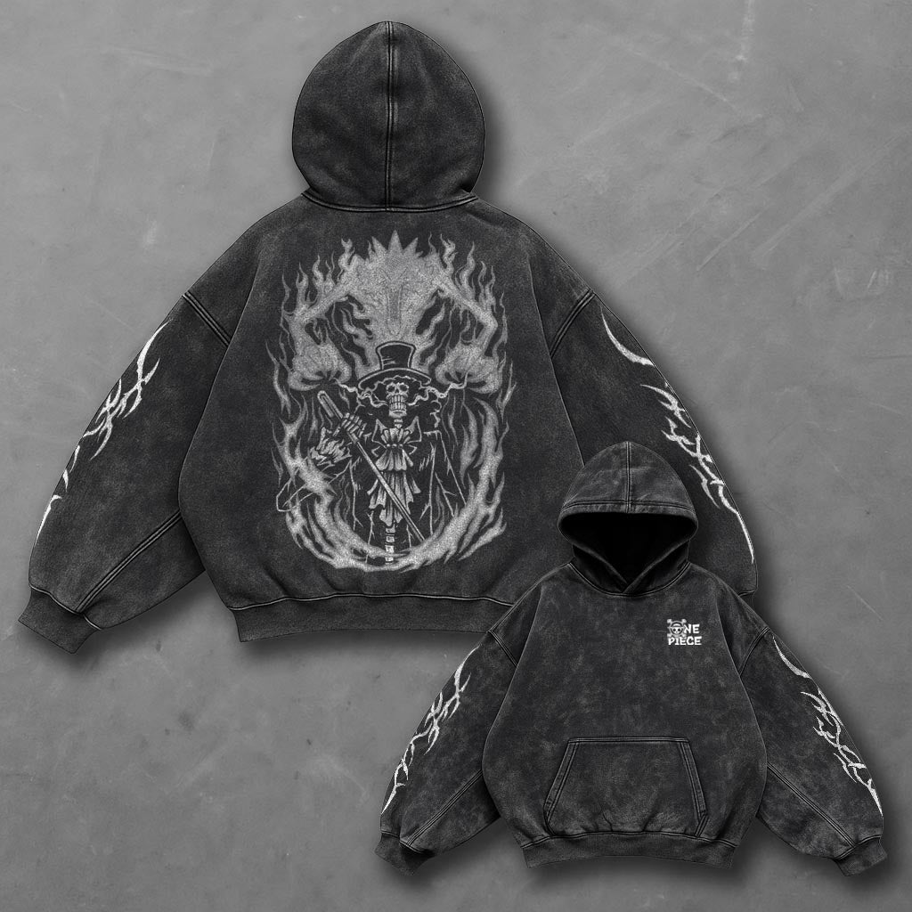 One Piece Classic Minimal Black Washed Hoodie