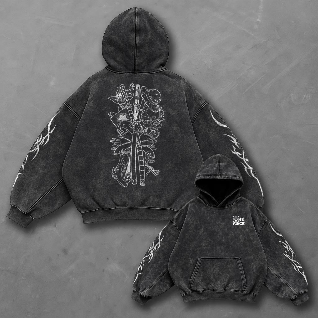 One Piece Classic Modern Black Washed Hoodie