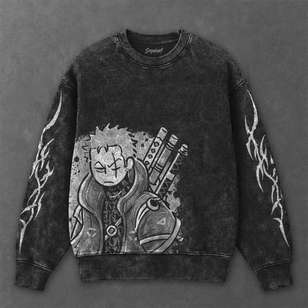 One Piece Essential Signature Black Washed Sweatshirt
