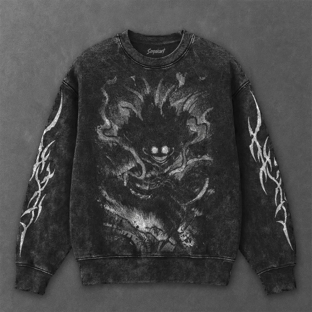 One Piece Essential Bold Black Washed Sweatshirt