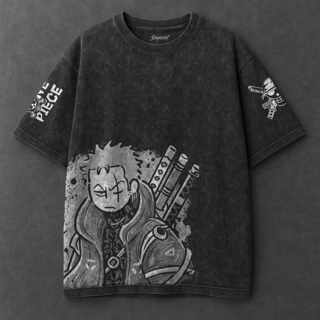 One Piece Essential Premium Black Washed T-Shirt