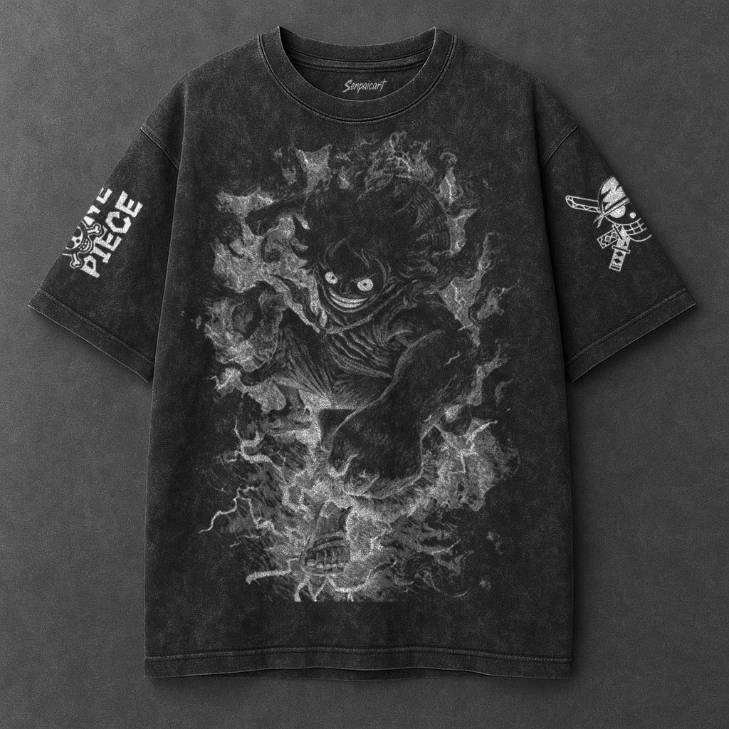 One Piece Essential Signature Black Washed T-Shirt