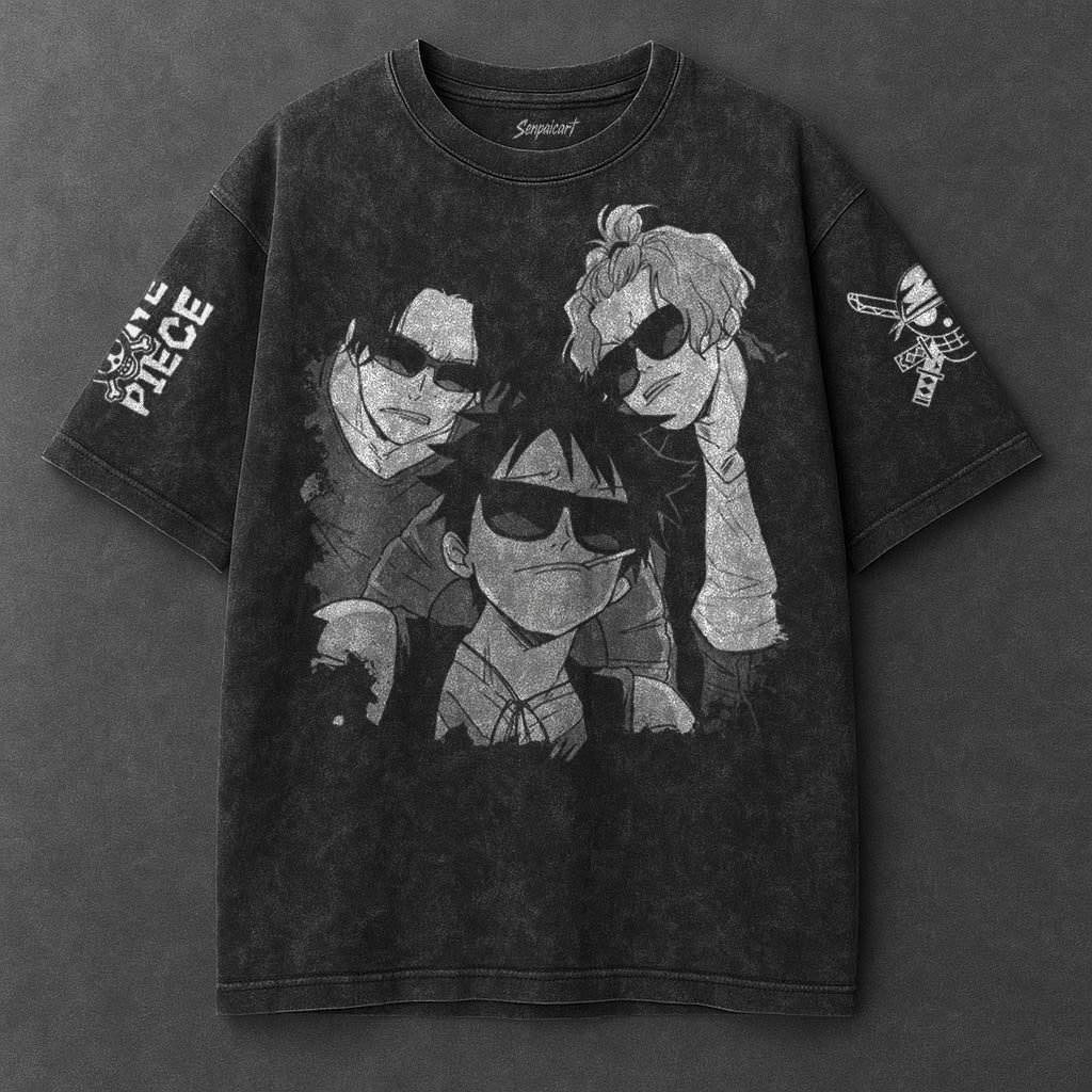 One Piece Essential Bold Black Washed T-Shirt