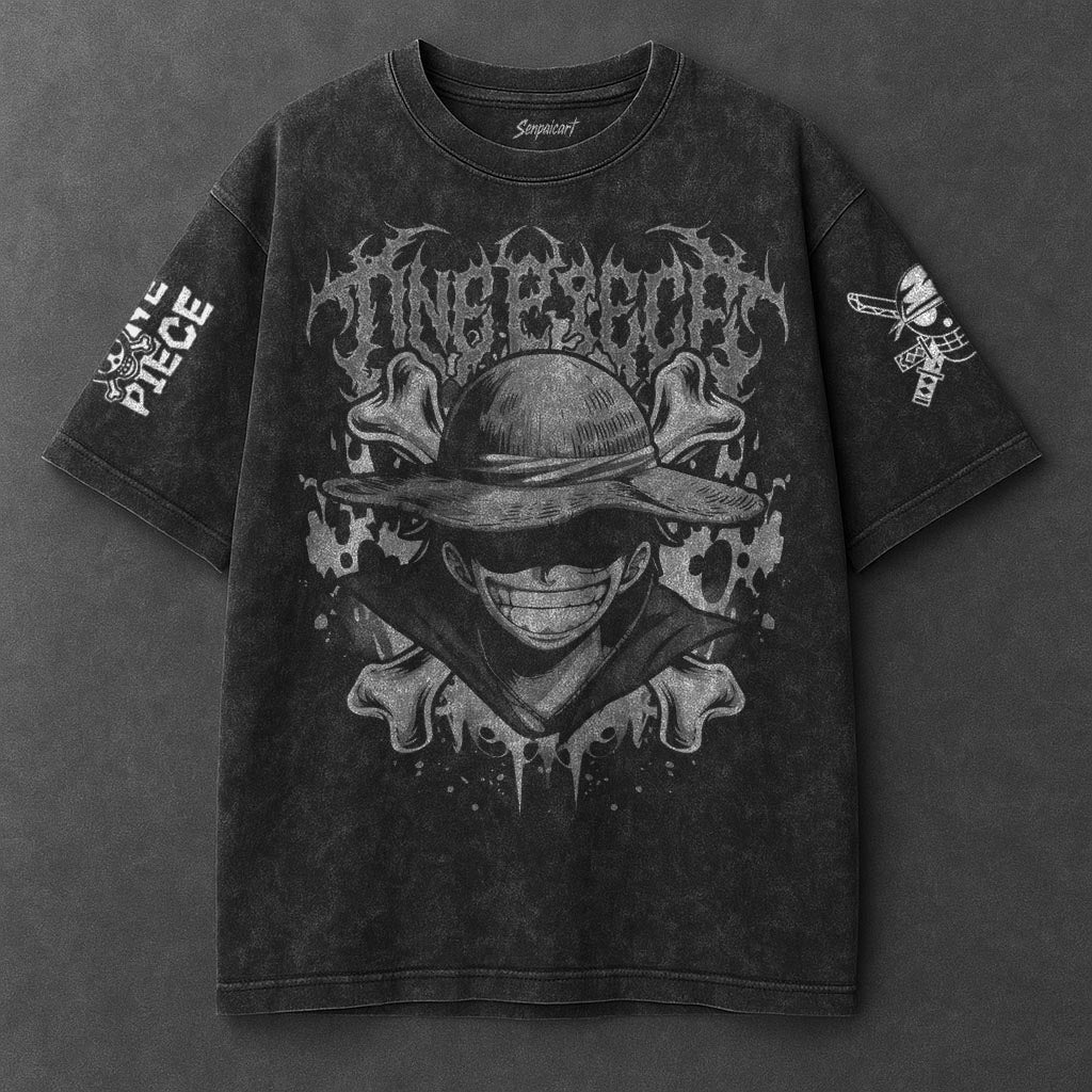 One Piece Classic Minimal Black Washed T-Shirt