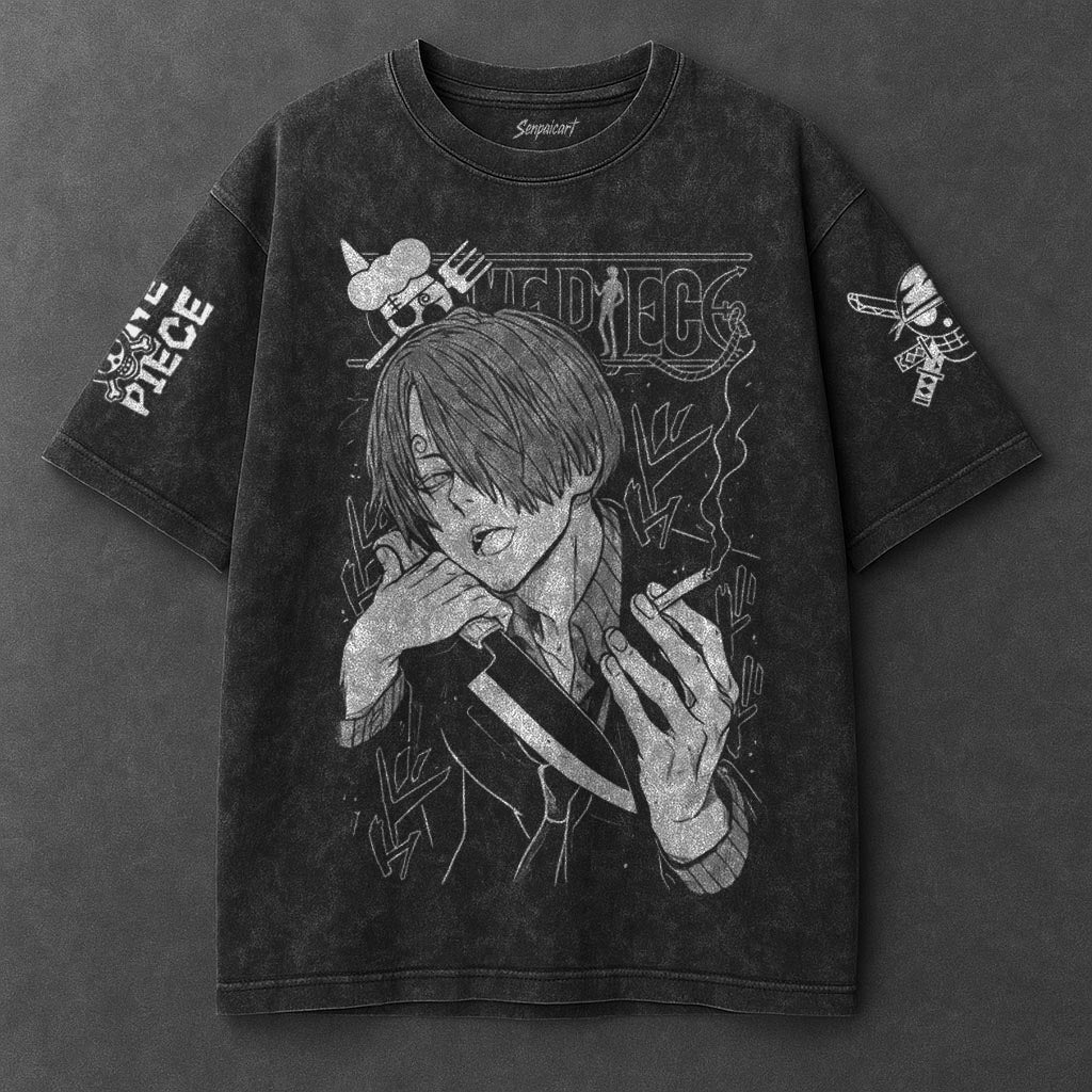 One Piece Classic Sleek Black Washed T-Shirt