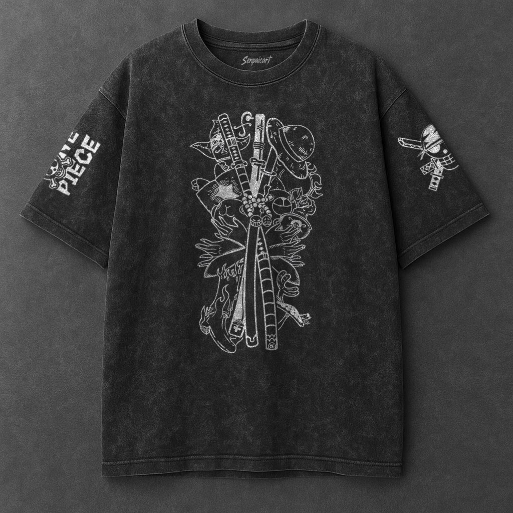 One Piece Classic Timeless Black Washed T-Shirt