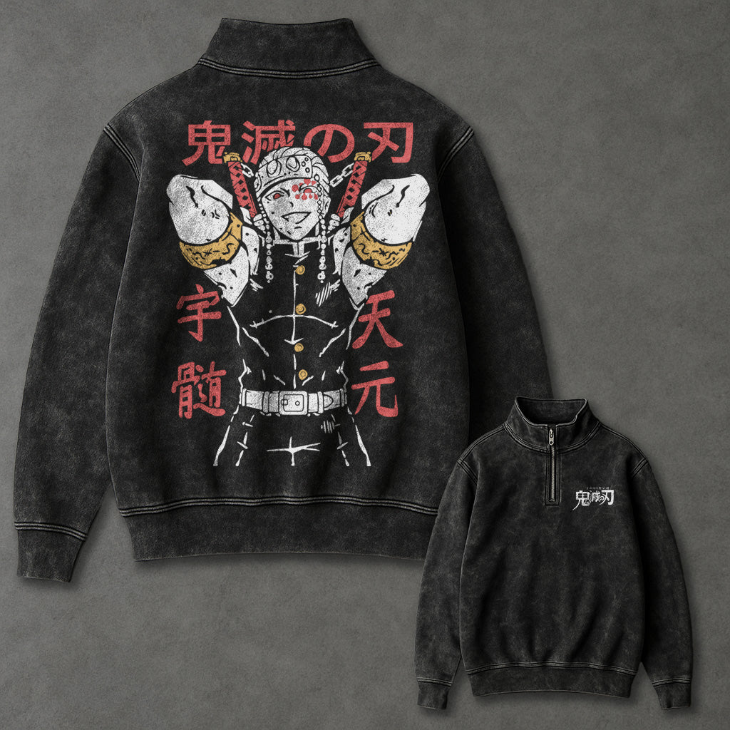 Demon Slayer Oversized Half Zip up Sweatshirt