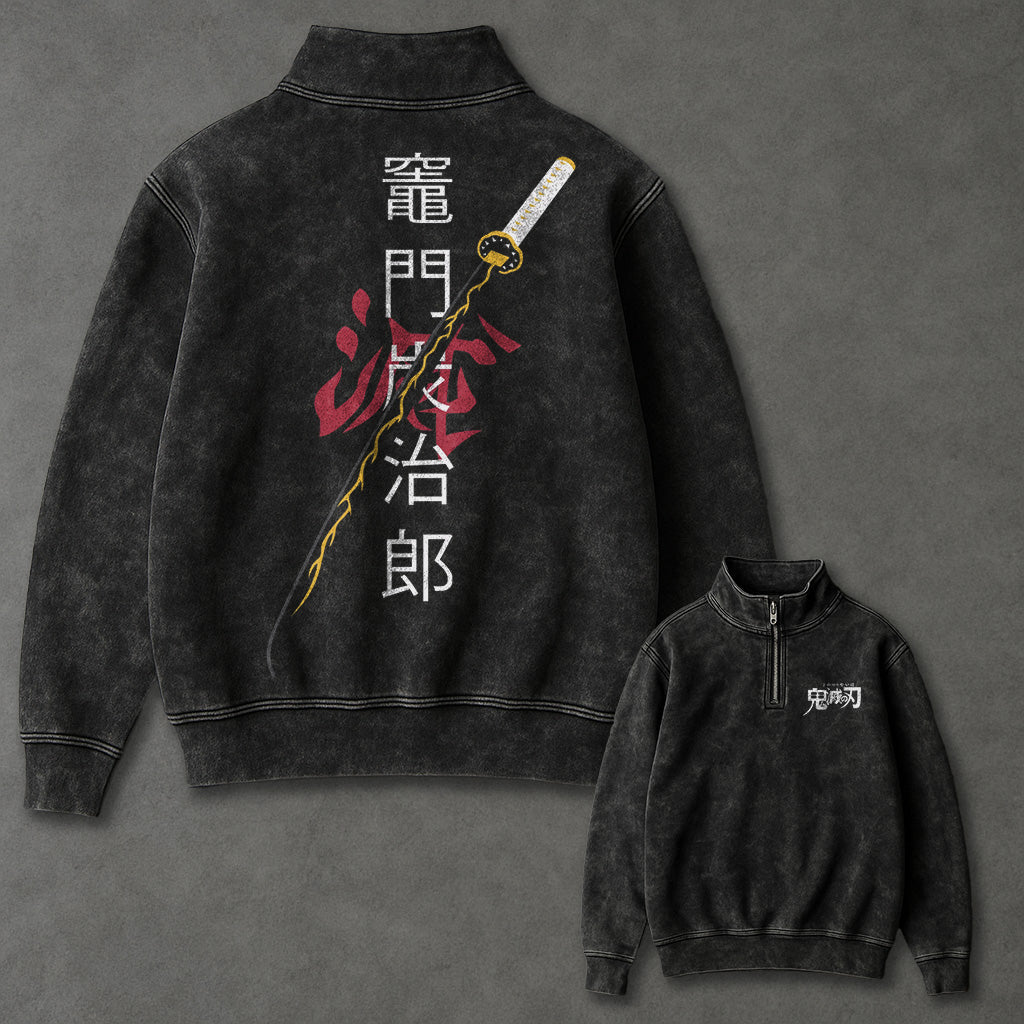 Demon Slayer Loose Half Zip up Sweatshirt