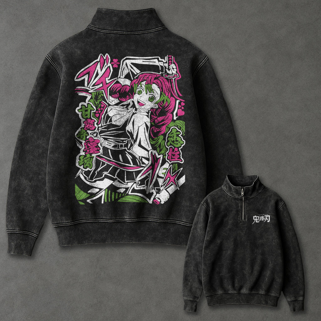 Demon Slayer Flowy Half Zip up Sweatshirt