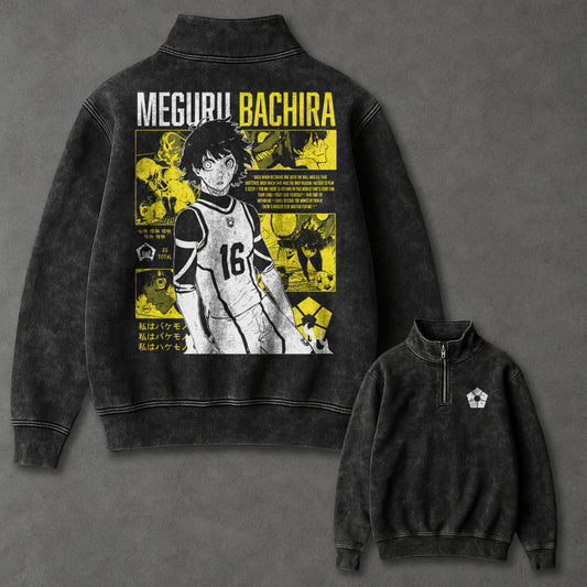 Blue Lock Comfy Half Zip Up Washed Sweatshirt