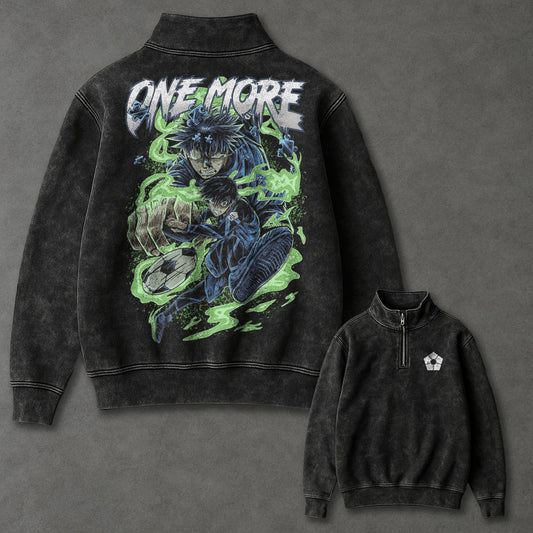 Blue Lock Effortless Half Zip Up Washed Sweatshirt