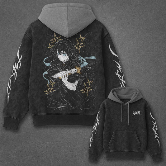 Demon Slayer Classic Modern Black and Gray Washed T-Shirt