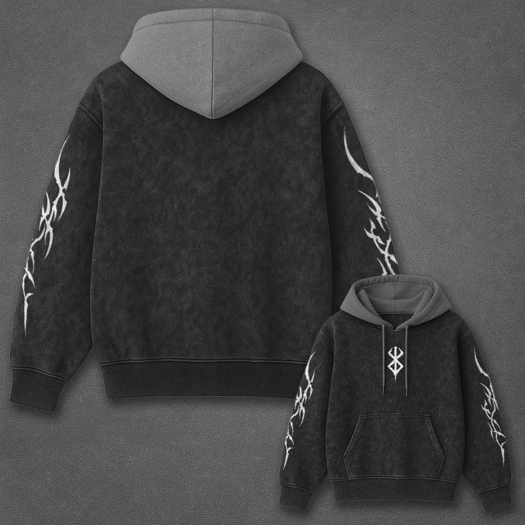 Berserk Classic Street Black and Gray Washed T-Shirt