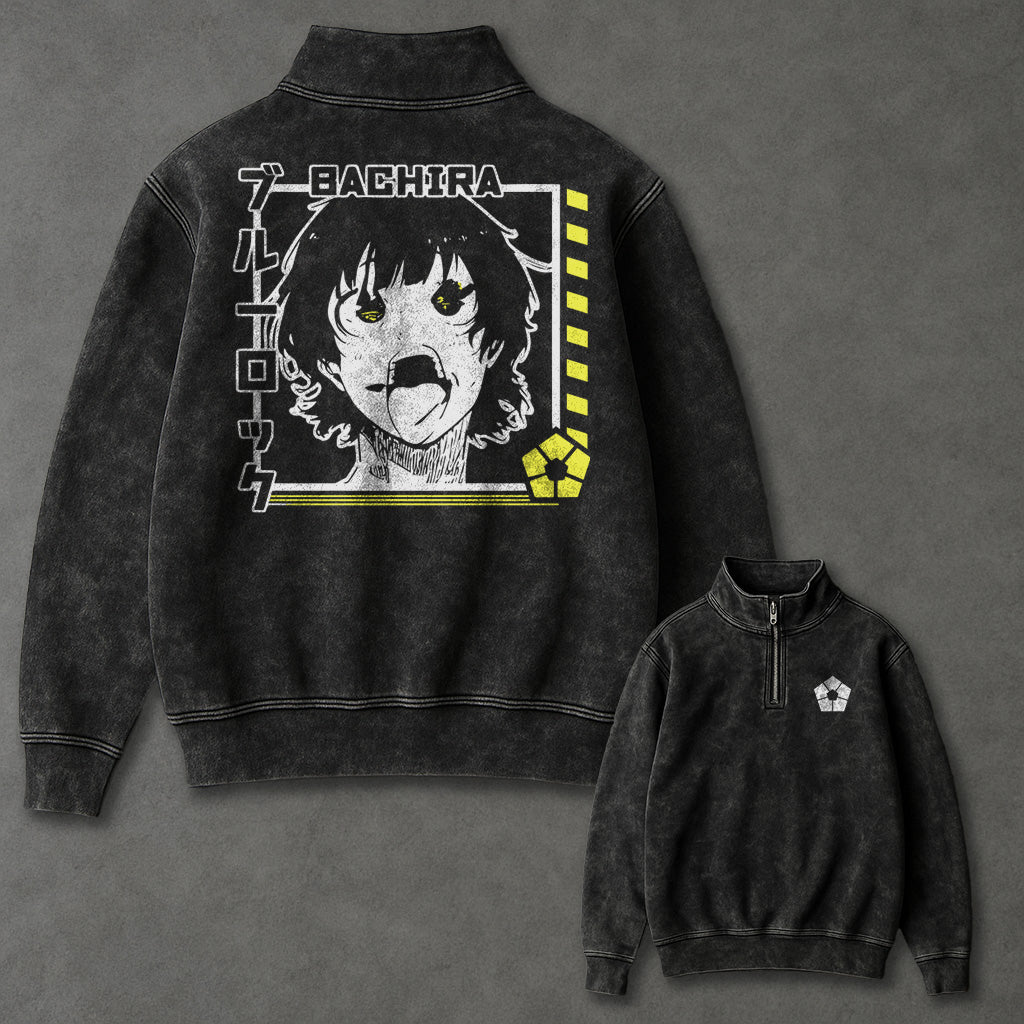 Blue Lock Laid-Back Half Zip Up Washed Sweatshirt