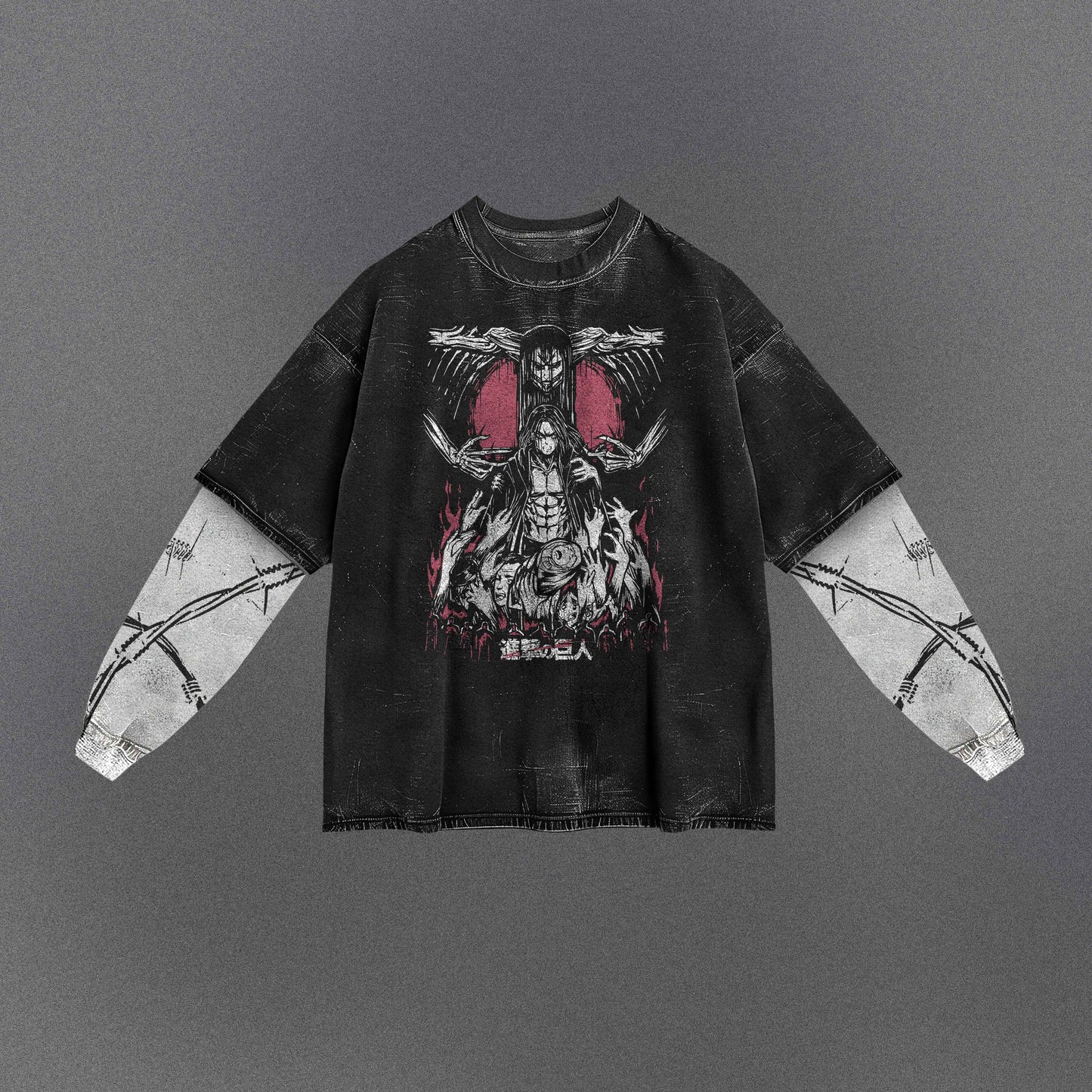 Attack on Titan Eren and Titan Double Sleeve T-shirt