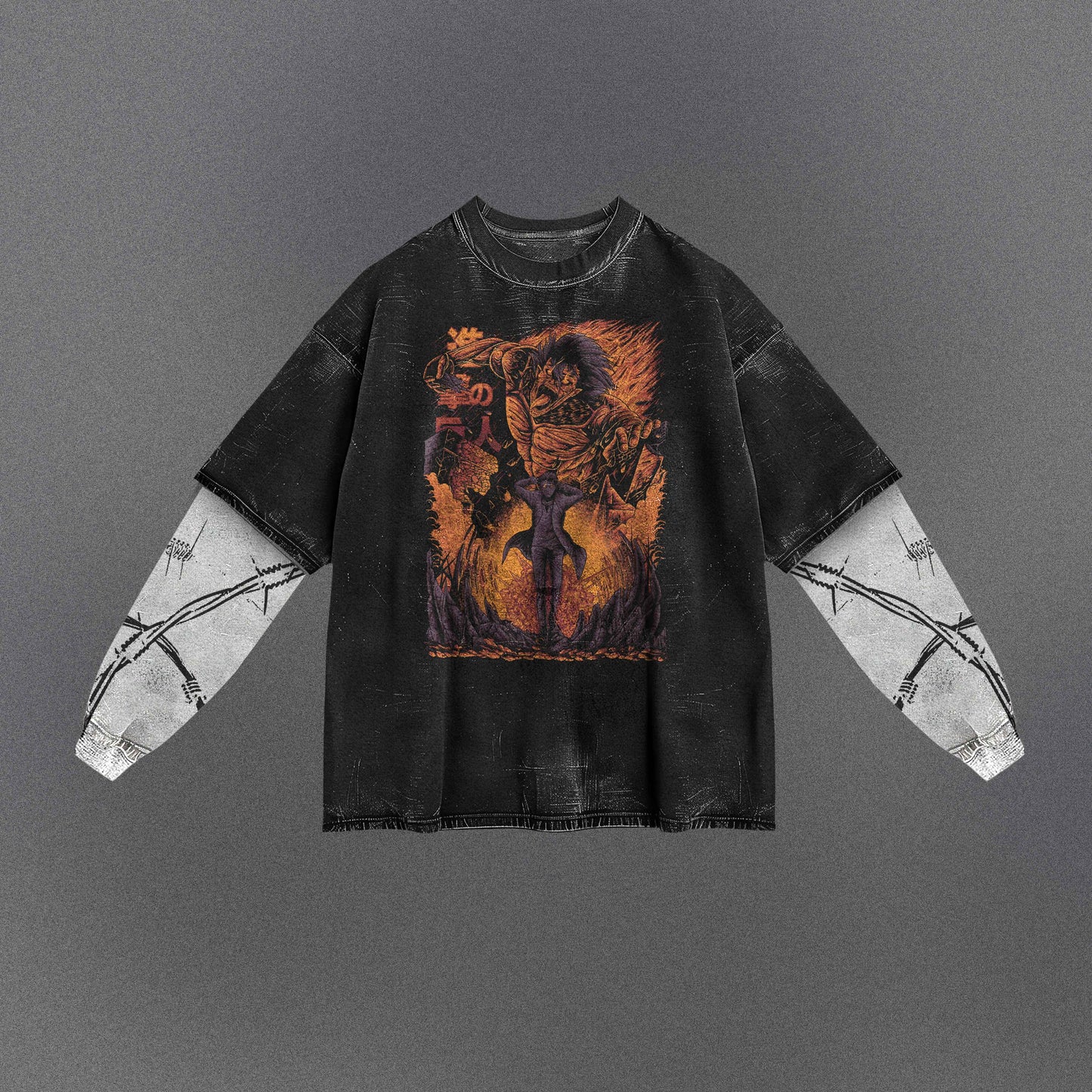 Attack on Titan Cool Eren Angry Double Sleeve T-shirt