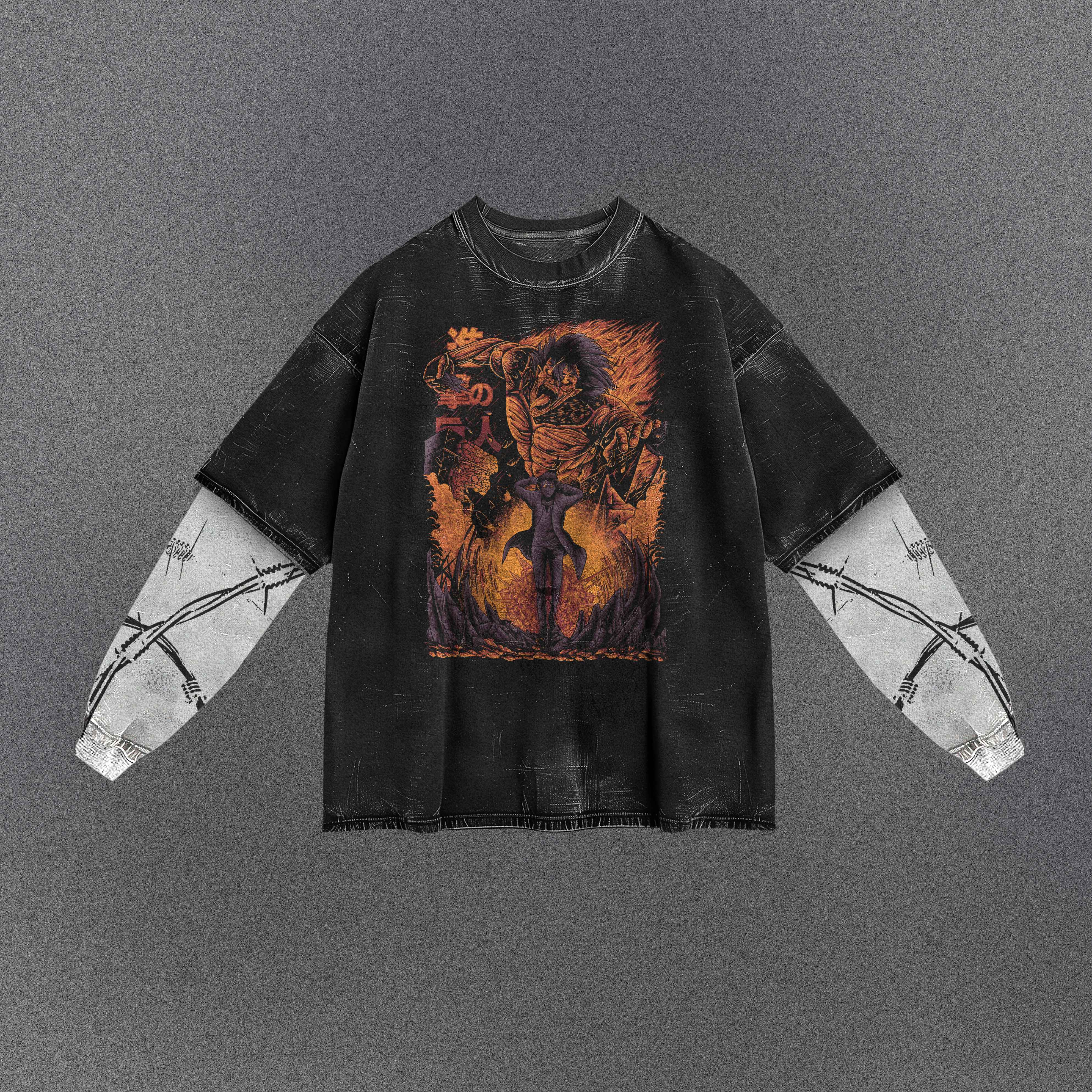 Attack on Titan Cool Eren Angry Double Sleeve T-shirt