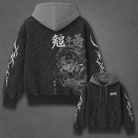 Demon Slayer Classic Urban Black and Gray Washed T-Shirt