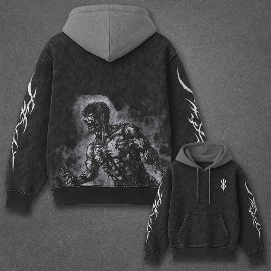 Berserk Classic Timeless Black and Gray Washed T-Shirt