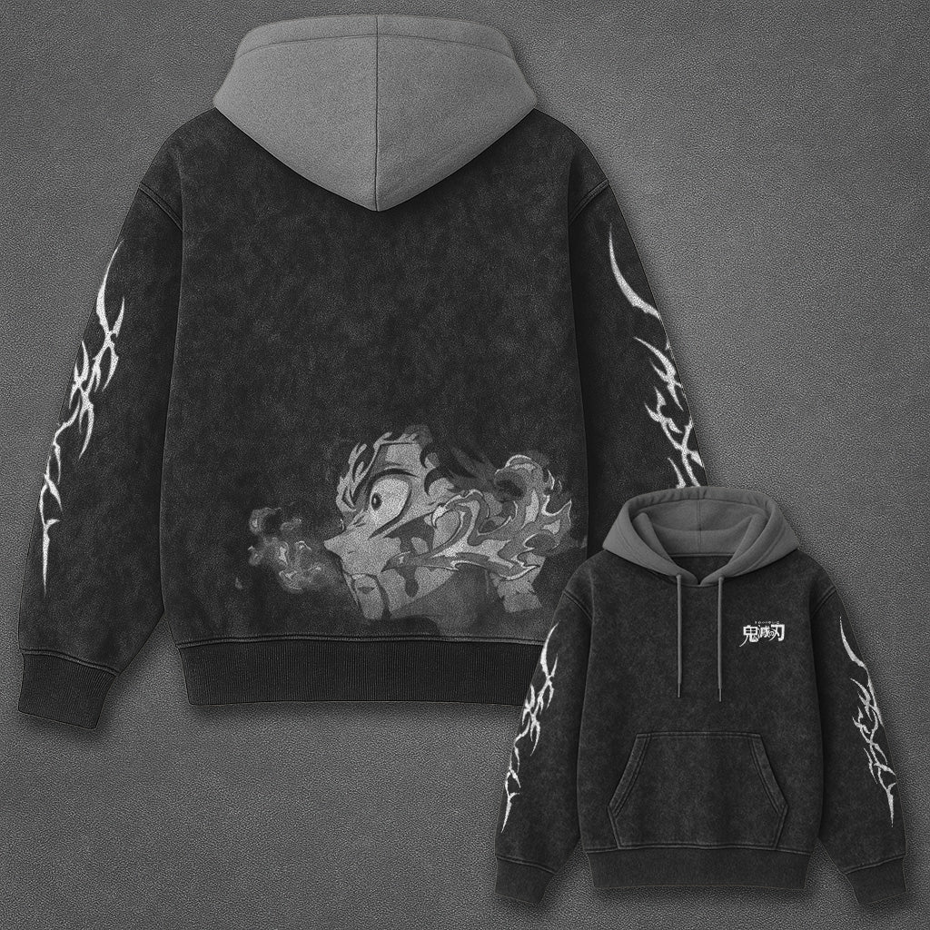 Demon Slayer Classic Luxe Black and Gray Washed T-Shirt