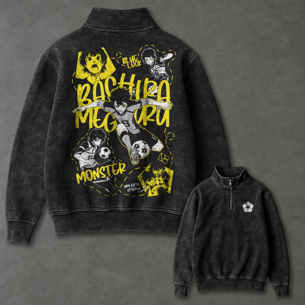 Blue Lock Breezy Half Zip Up Washed Sweatshirt