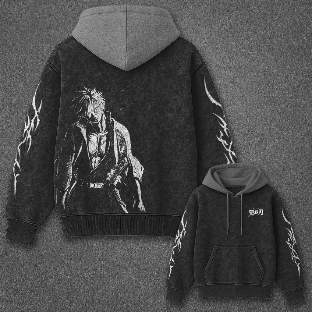 Demon Slayer Classic Sleek Black and Gray Washed T-Shirt