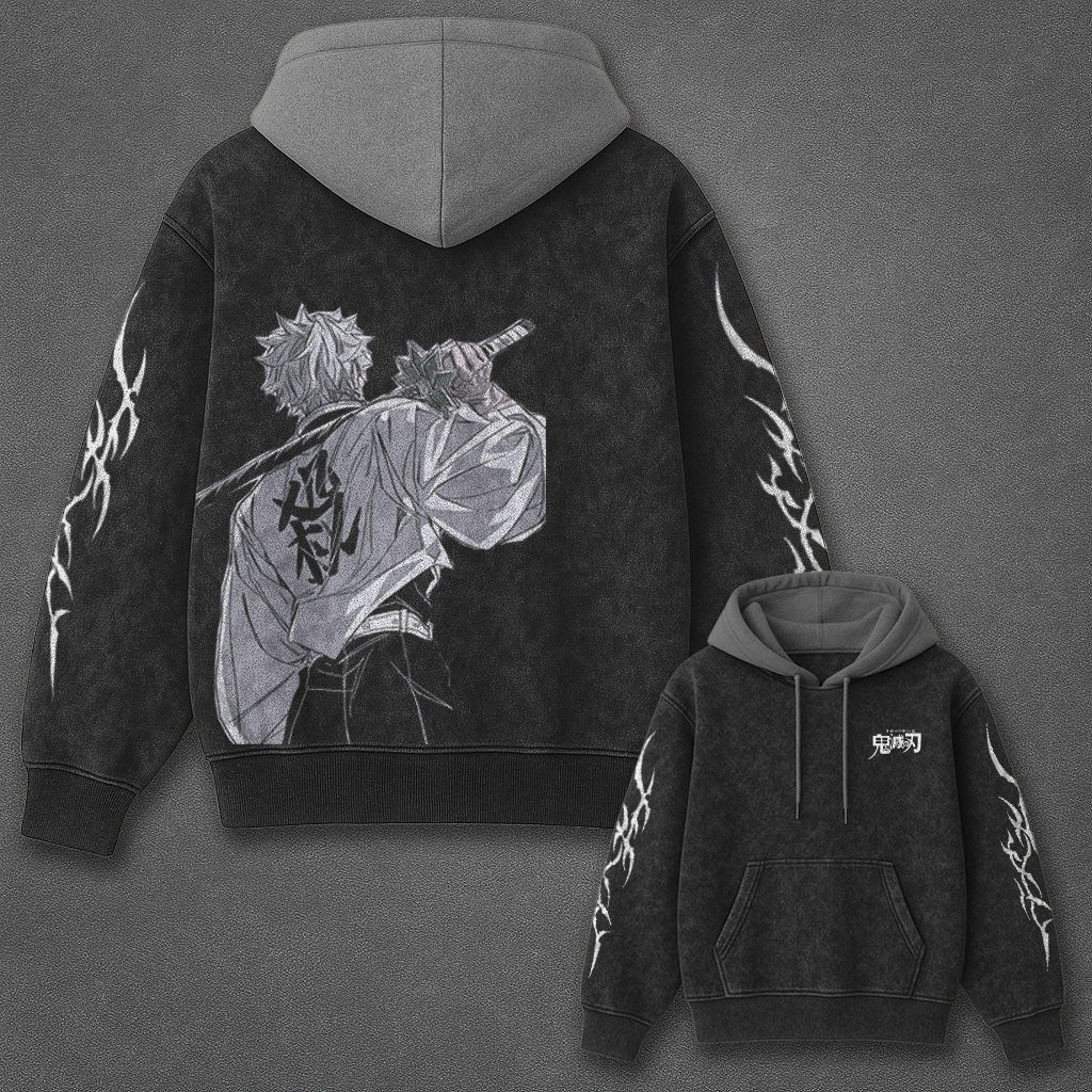 Demon Slayer Classic Street Black and Gray Washed T-Shirt