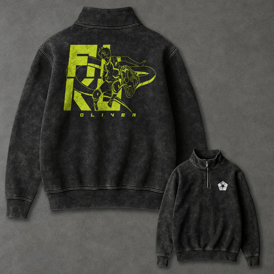 Blue Lock Soft Half Zip Up Washed Sweatshirt