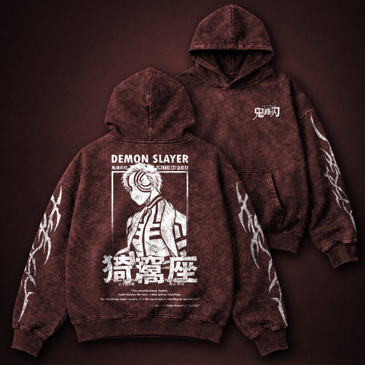 Demon Slayer Akaza Wine Washed Hoodie