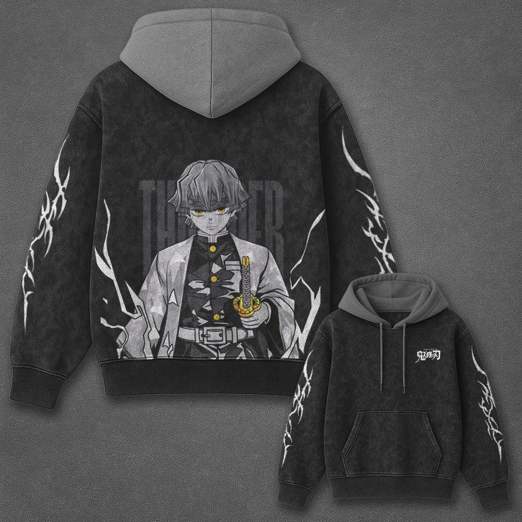 Demon Slayer Classic Versatile Black and Gray Washed T-Shirt