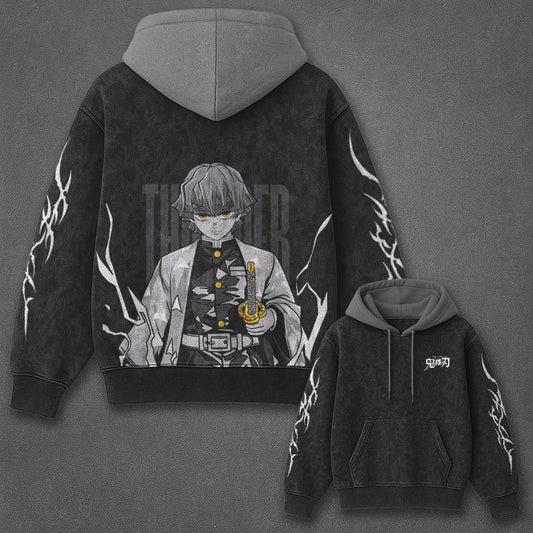 Demon Slayer Classic Versatile Black and Gray Washed T-Shirt