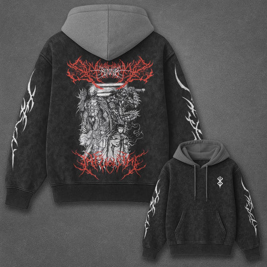 Berserk Classic Bold Black and Gray Washed T-Shirt