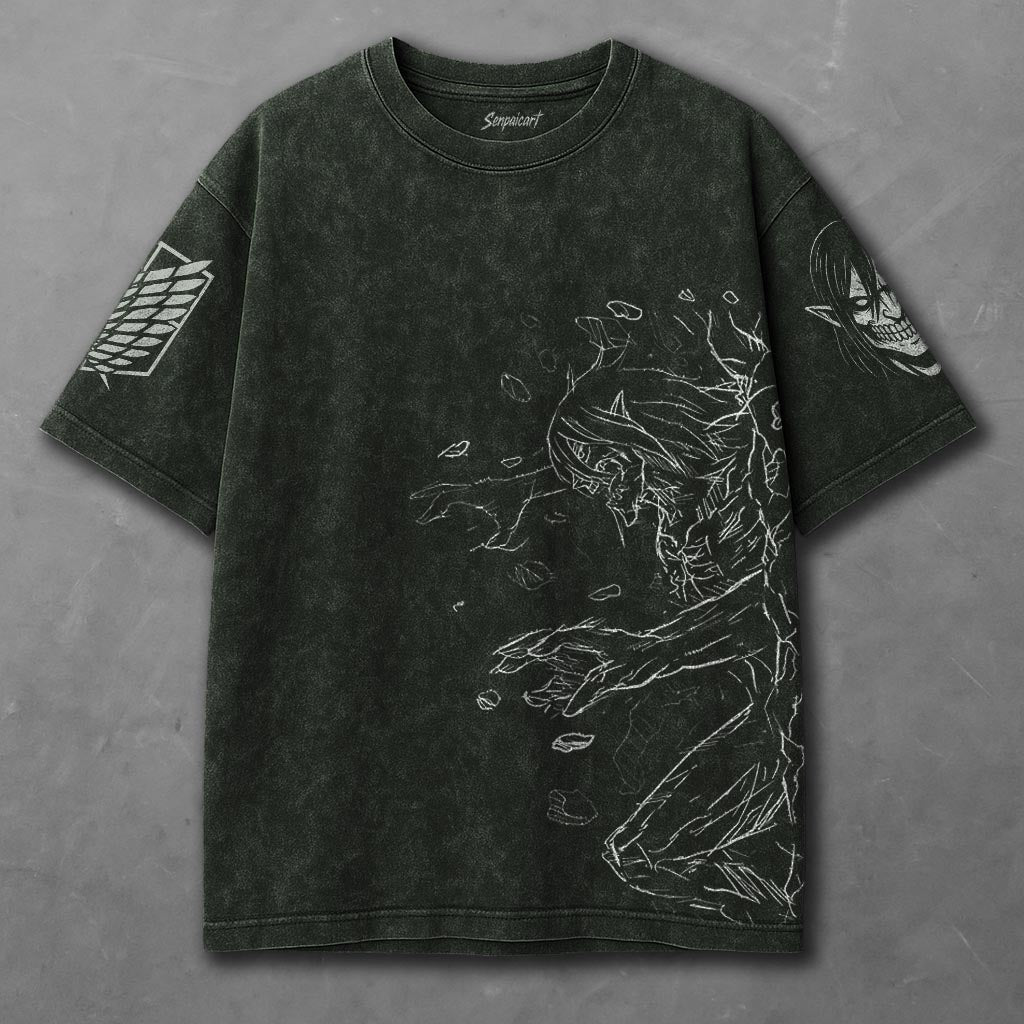 Attack on Titan Airy Green Washed T-shirt