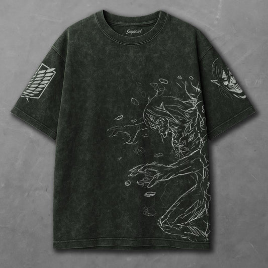 Attack on Titan Airy Green Washed T-shirt
