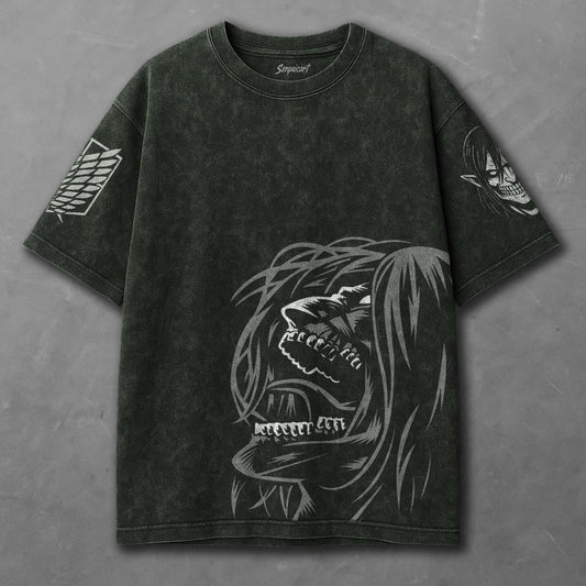 Attack on Titan Tunic-like Green Washed T-shirt