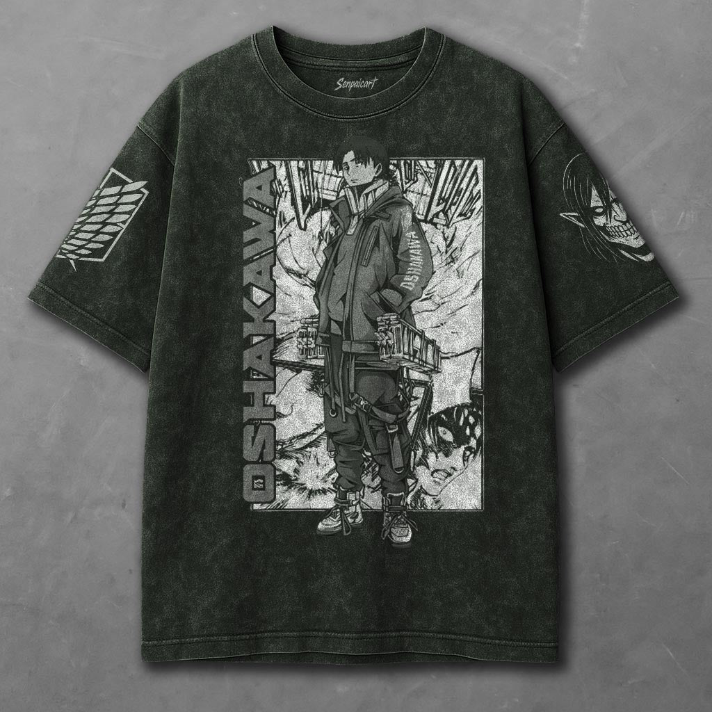Attack on Titan Effortless Green Washed T-shirt
