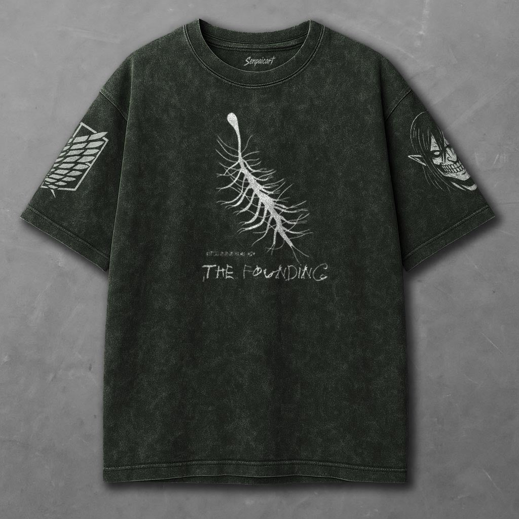 Attack on Titan Spacious Green Washed T-shirt