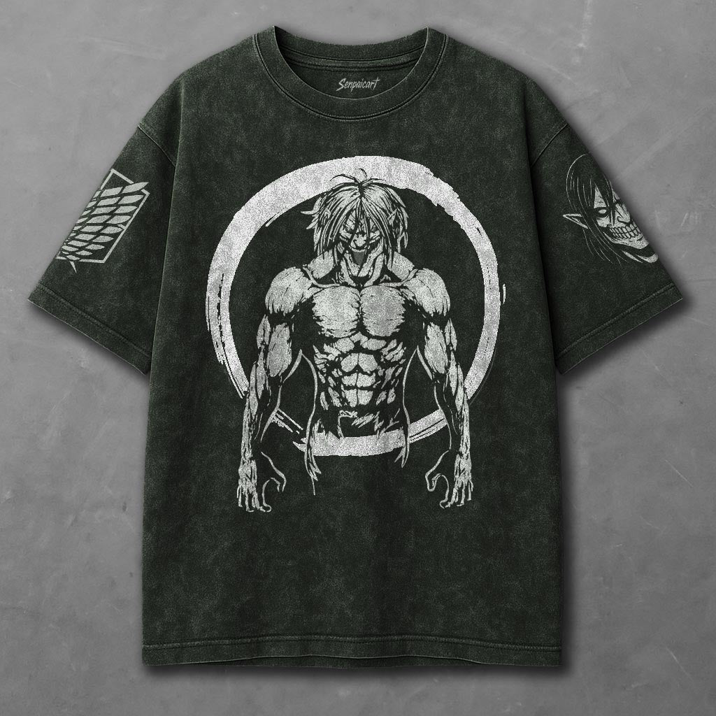 Attack on Titan Lightweight Green Washed T-shirt