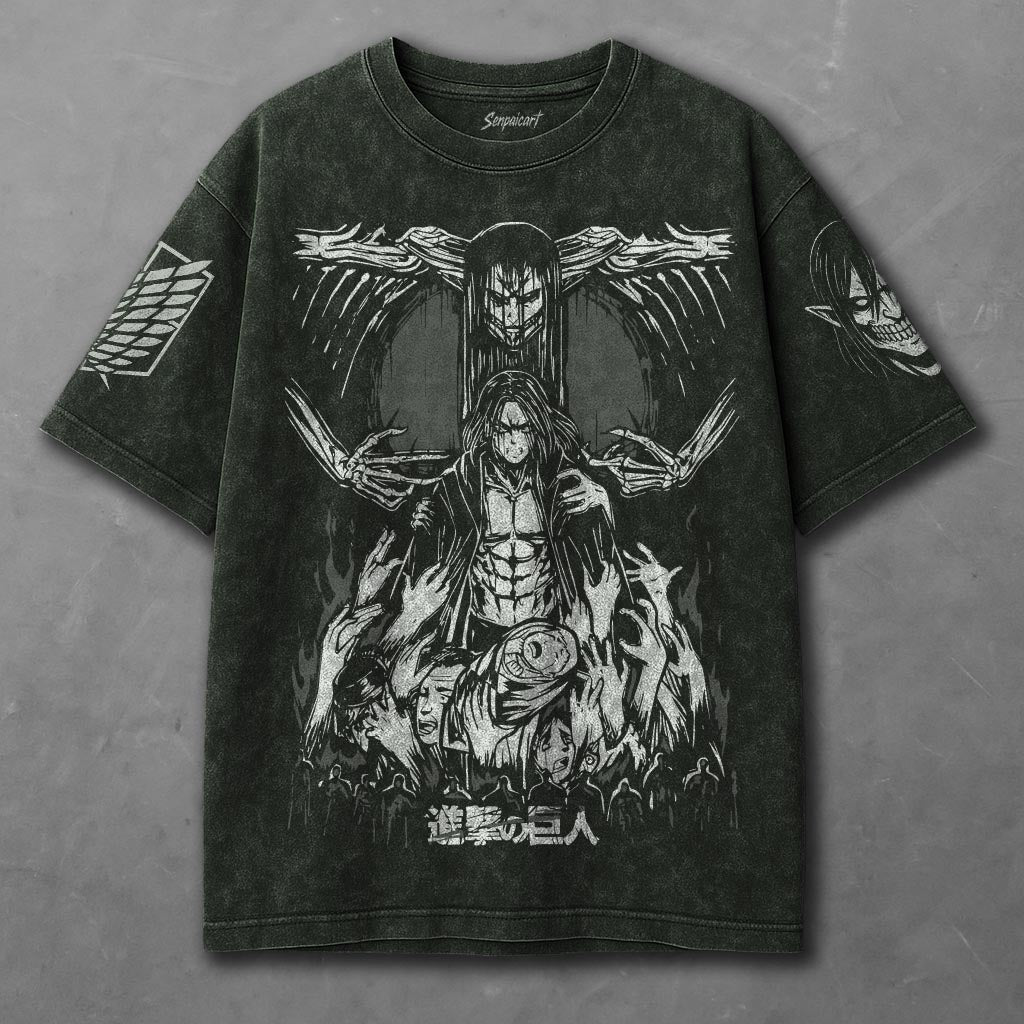 Attack on Titan Breezy Green Washed T-shirt