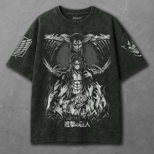 Attack on Titan Breezy Green Washed T-shirt
