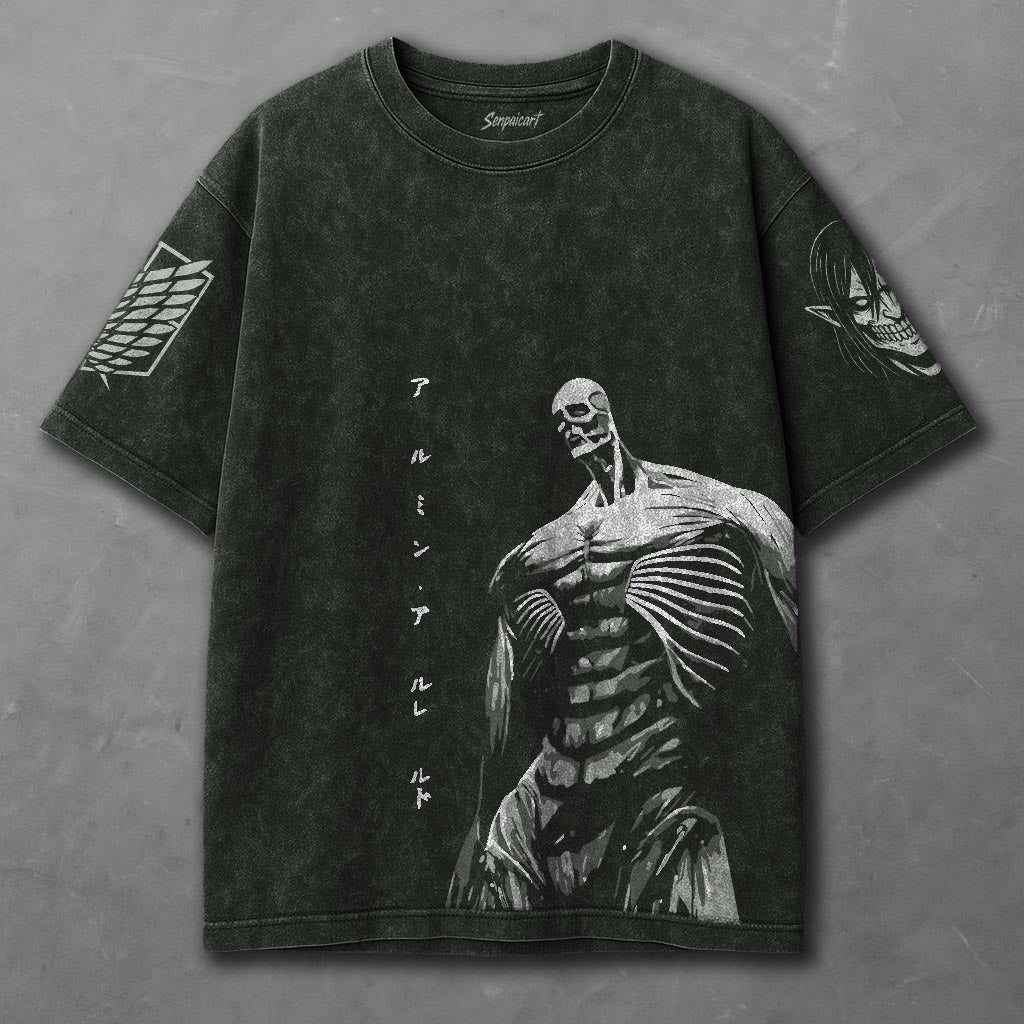 Attack on Titan Extended Green Washed T-shirt